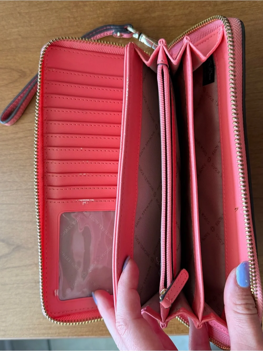 Michael Kors Pink Leather Zip-Around Wristlet Wallet
